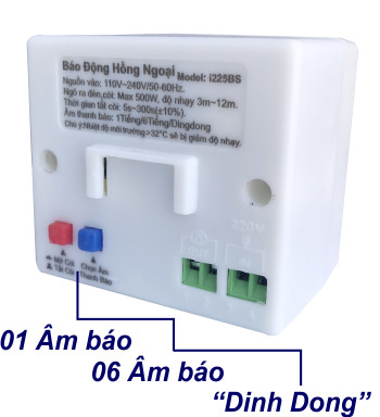 Có 3 chế độ chọn âm báo khách - 6 âm báo động - 1 âm báo động