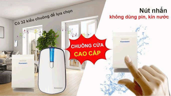 Nút nhấn chuông cửa không dùng Pin kín nước