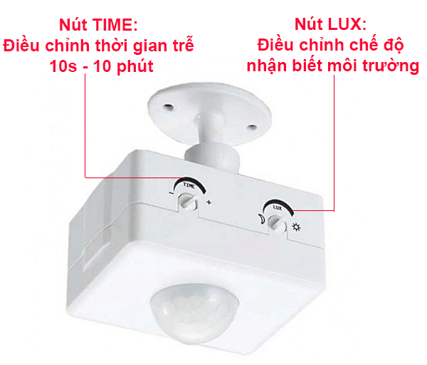 Có 2 nút điều chỉnh và LUX và TIME