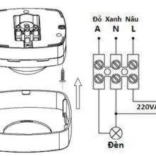 Sơ đồ lắp công tắc cảm biến âm trần