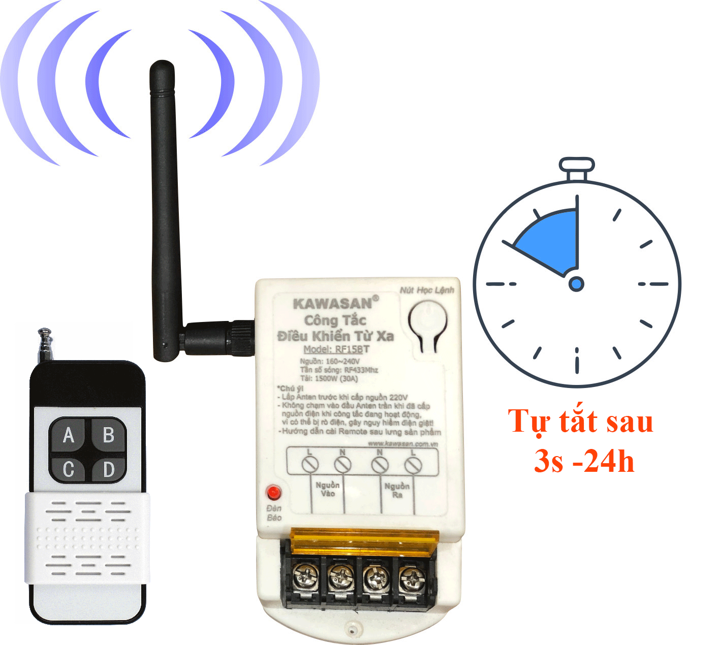 Công tắc điều khiển từ xa có hẹn giờ RF15BT