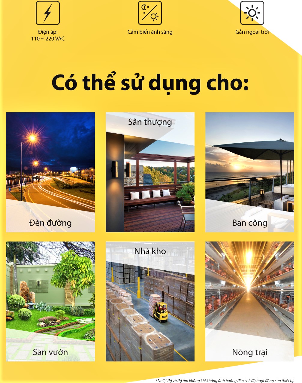 Công tắc cảm biến ánh sáng có thể dùng cho nhiều khu vực