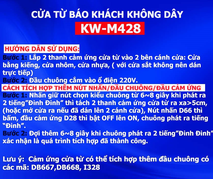 Hướng dẫn sử dụng cửa từ báo khách không dây