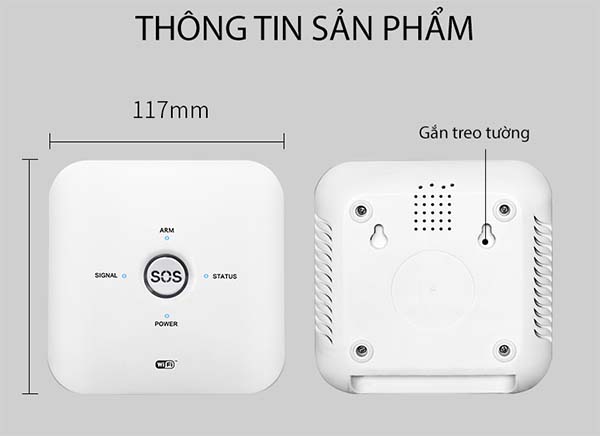 Thông số kỹ thuật báo trộm qua điện thoại 261 SIM& WIFI