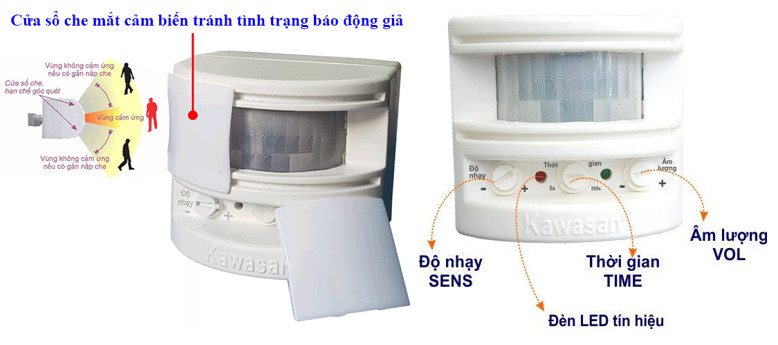 Có màn che tránh báo động giả và các nút chỉnh tùy chọn