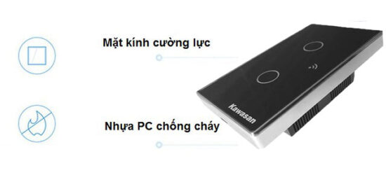 Thiết kế kính cường lực và nhựa chống cháy của công tắc wifi âm tường