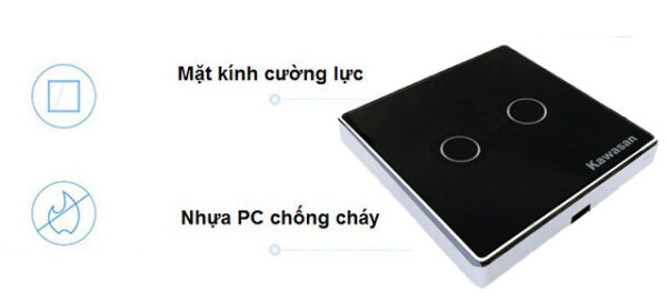 Thiết kế kính cường lực và nhựa chống cháy của công tắc wifi âm tường