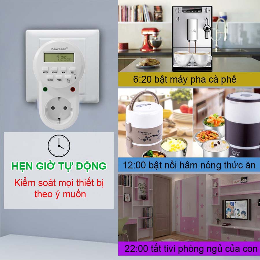 Cài hẹn giờ cho các thiết bị trong gia đình